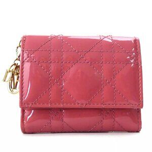 Christian Dior Trifold Wallet Pink Patent Leather